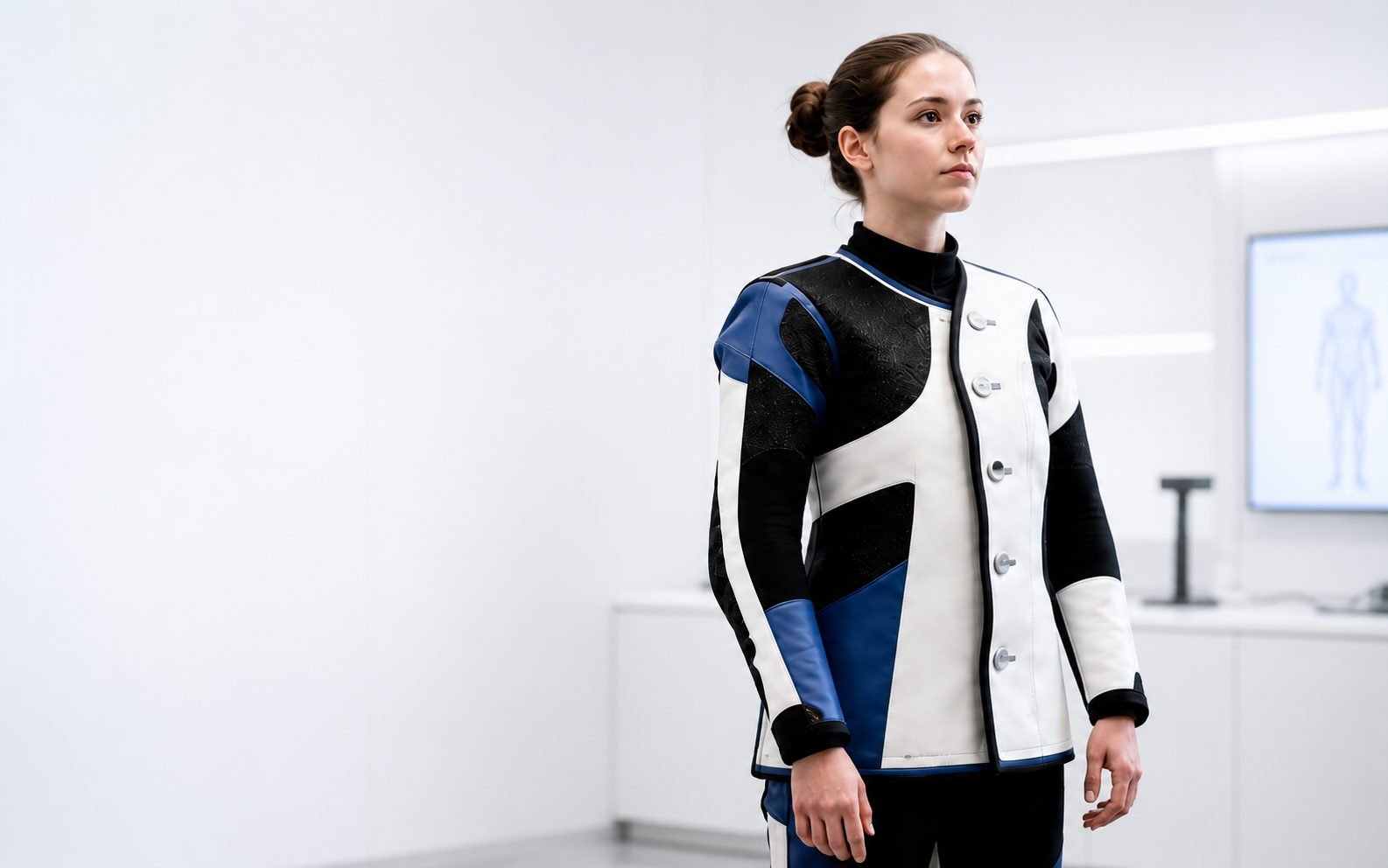 Athlete wearing a shooting suit